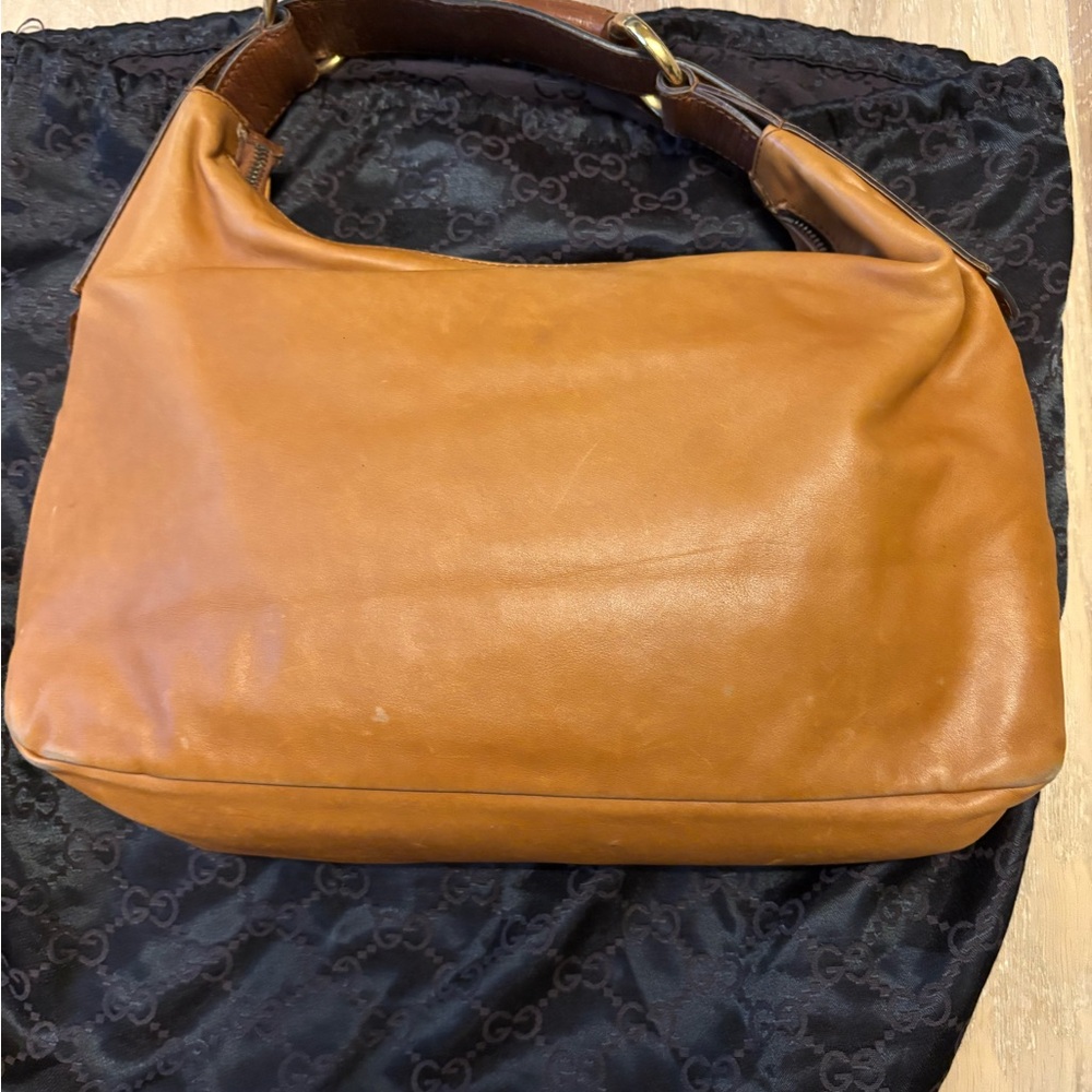 Gucci Tan Leather Shoulder Bag Vintage